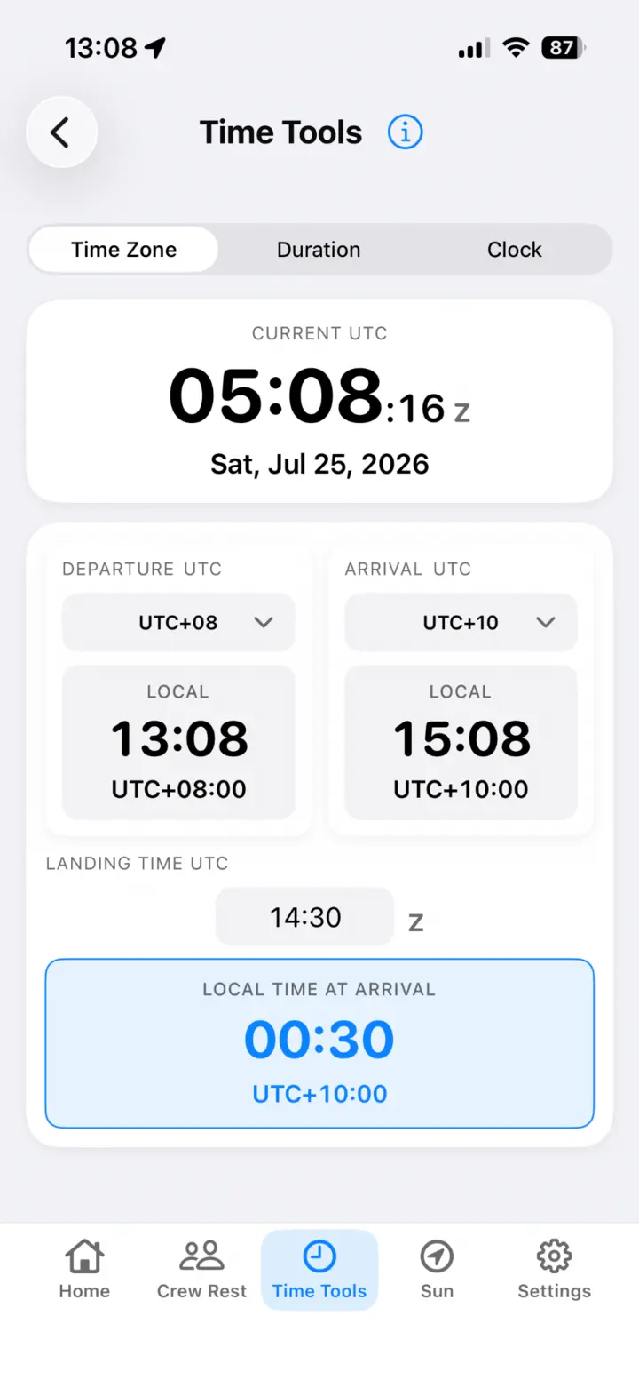 About Flying duration calculator with aviation time keypad